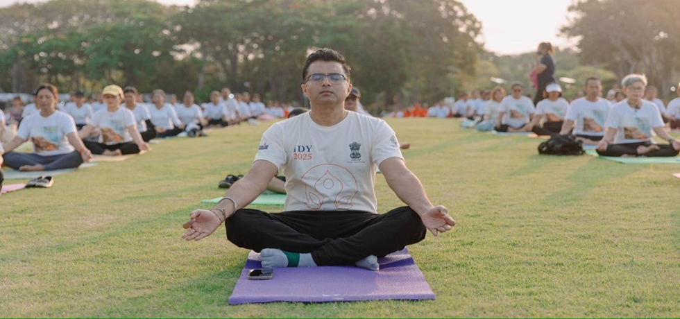 Celebration of the 11th International Day of Yoga at Peninsula Island, Nusa Dua